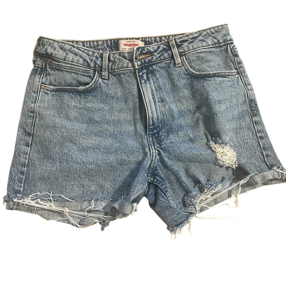 Wrangler Women's Distressed Blue Jean Roll Shorts